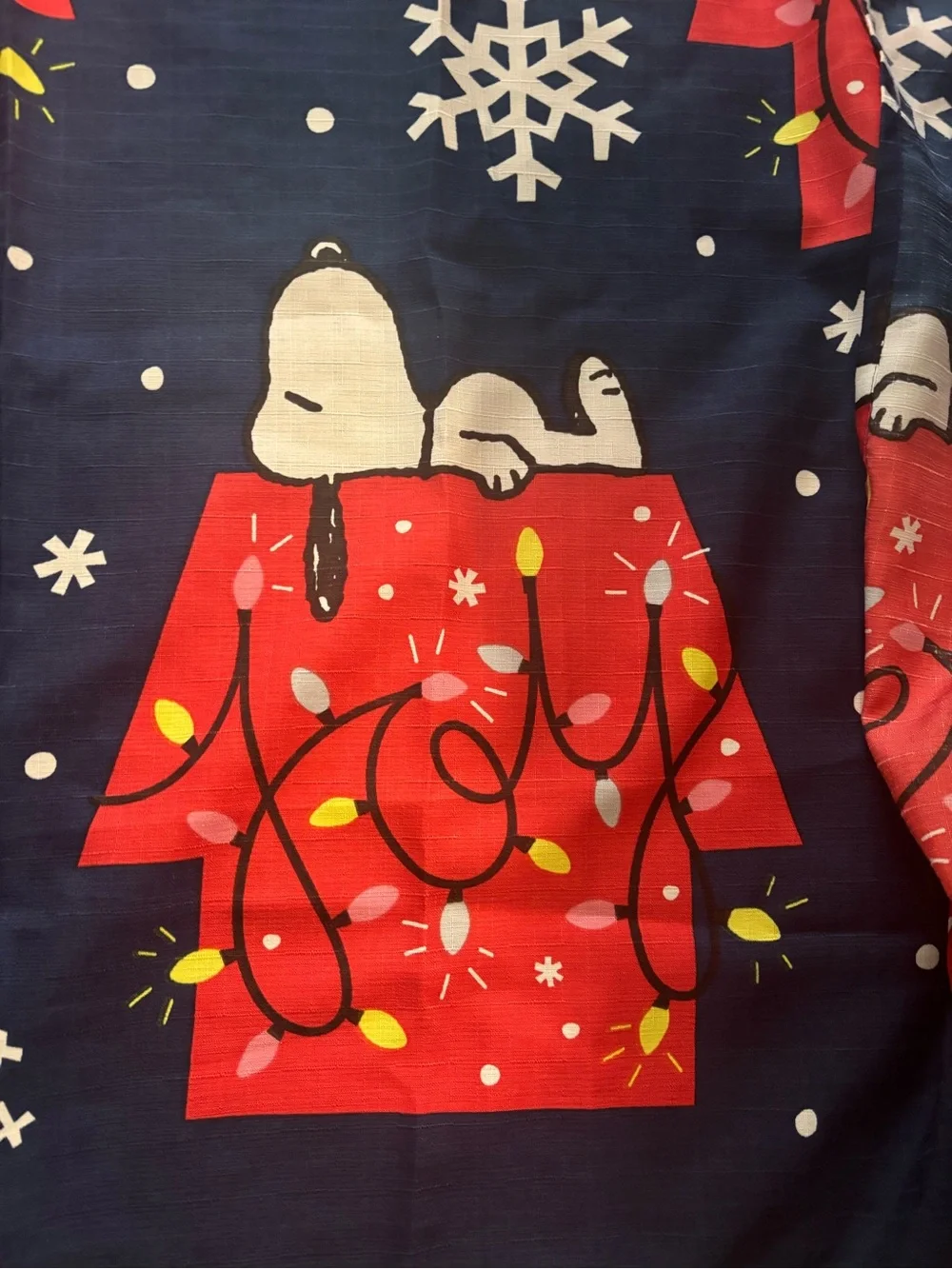 Snoopy Holiday Print Shower Curtain - Navy & Red